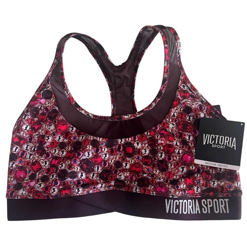 Victoria's Secret Sport Bra The Player Racerback Gem Print Size M New w/‎ Tags
